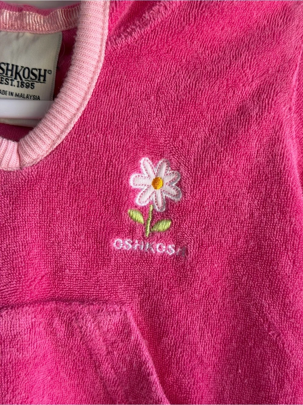 Y2K OshKosh B'gosh Pink Hooded Terry Top size 0-3m